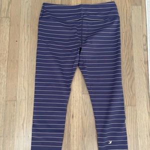 Pure Barre 7/8 leggings purple with white stripes